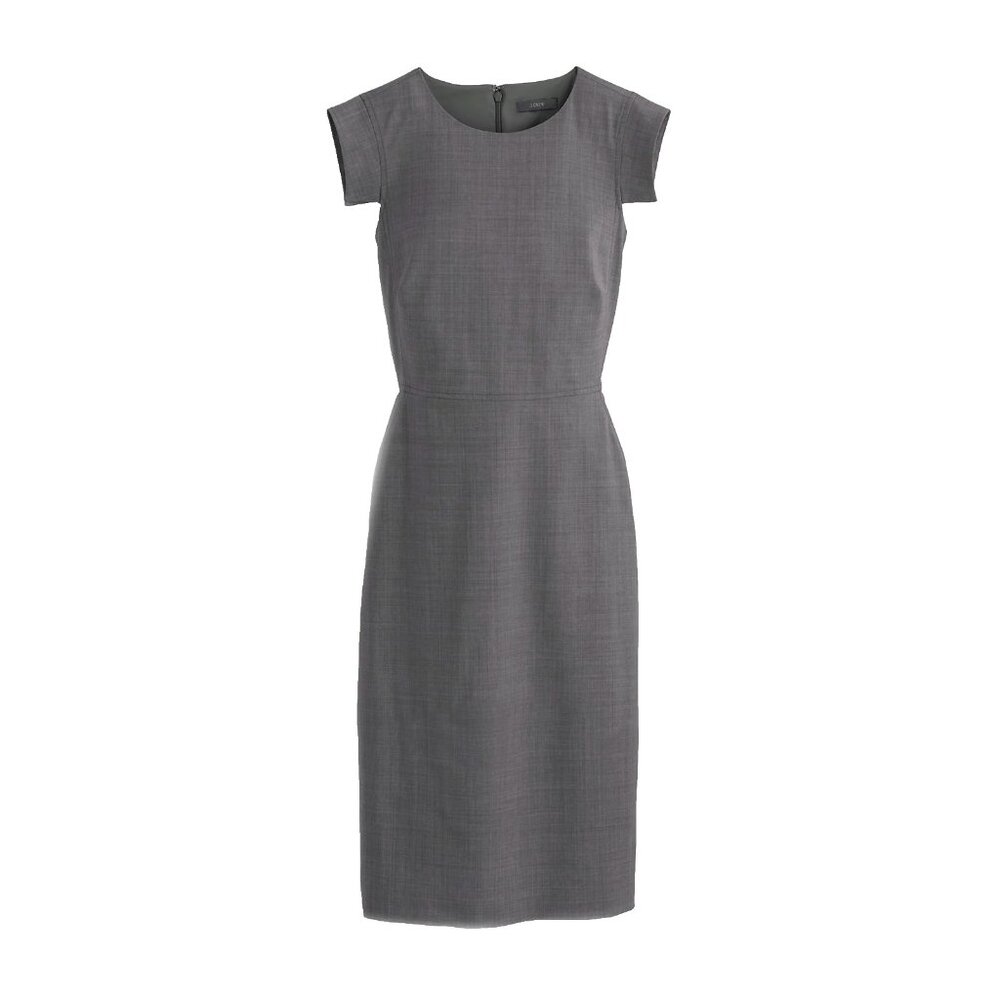 NWT J.Crew Resume Sheath in Heather Flannel Italian Stretch Wool Dress 0 $228